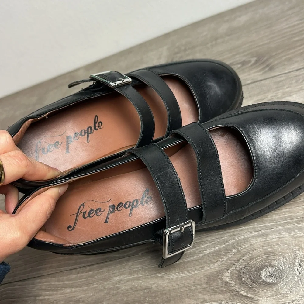 Free People Black Chunky Platform Mary Jane Loafers